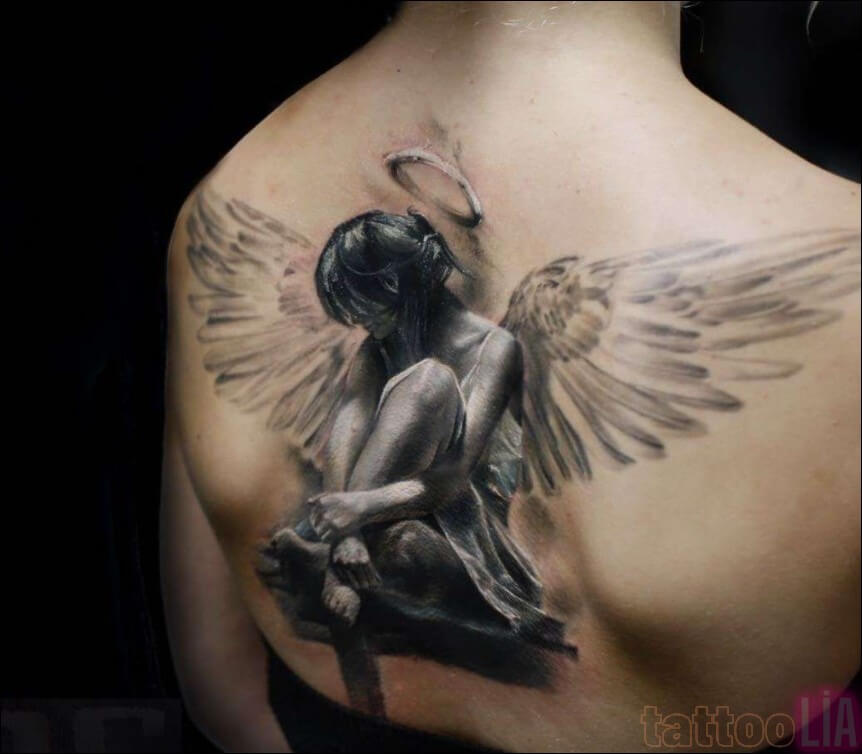 Guardian angel fairy tattoos model 20