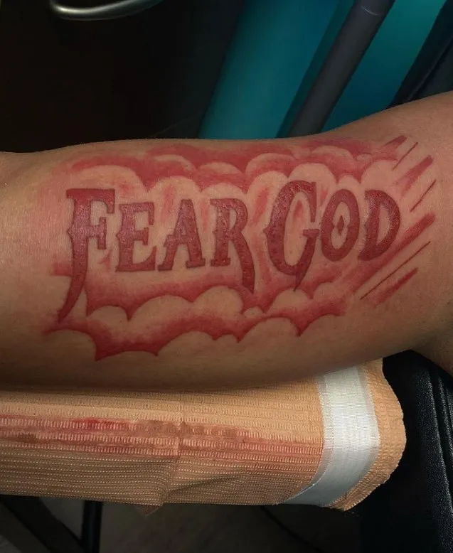 red fear god tattoo design