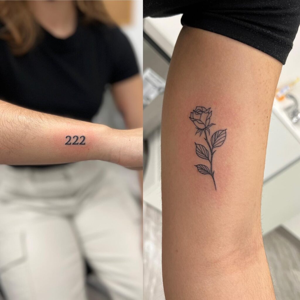 222 tattoo and flower