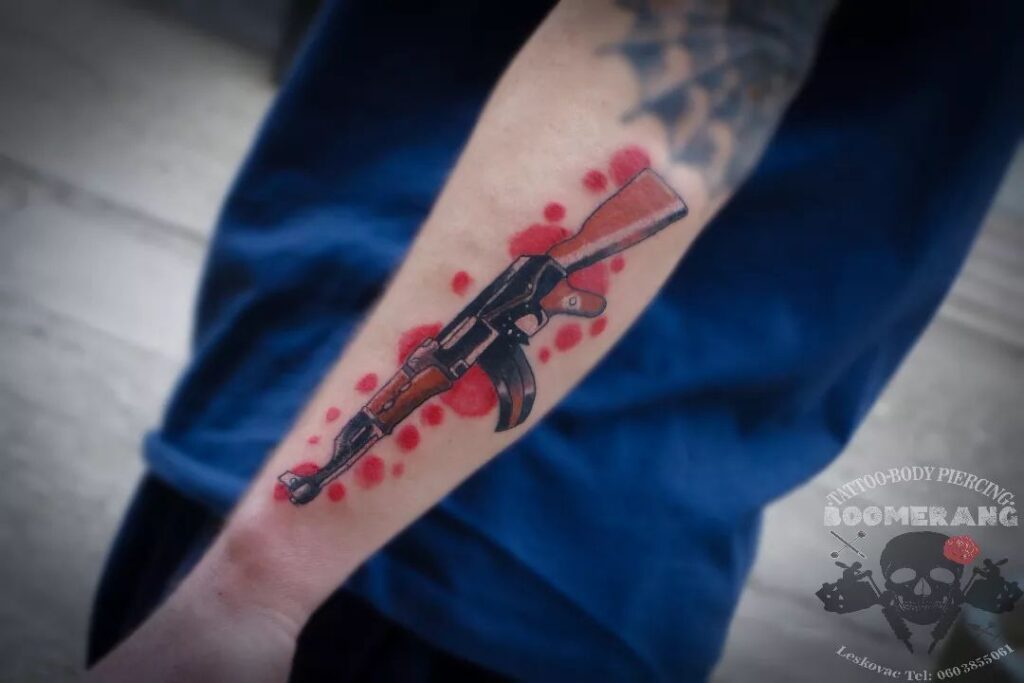 Ak 47 Tattoo with Bleed