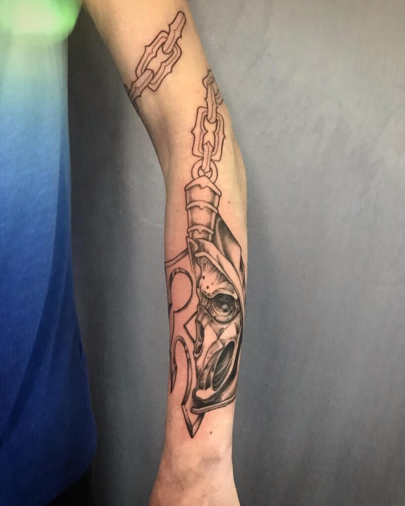 black mortal kombat tattoo for arm
