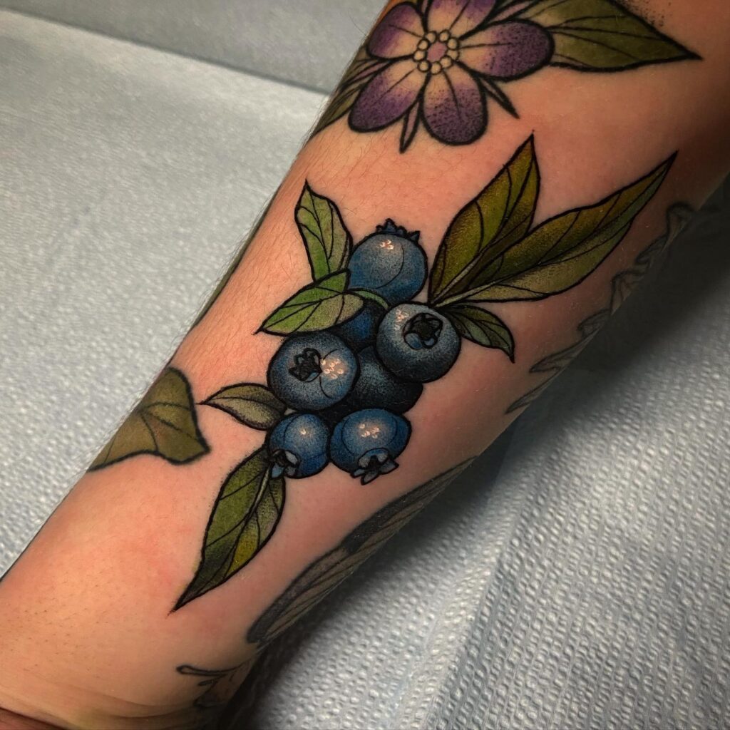 realistic blueberry tattoo design