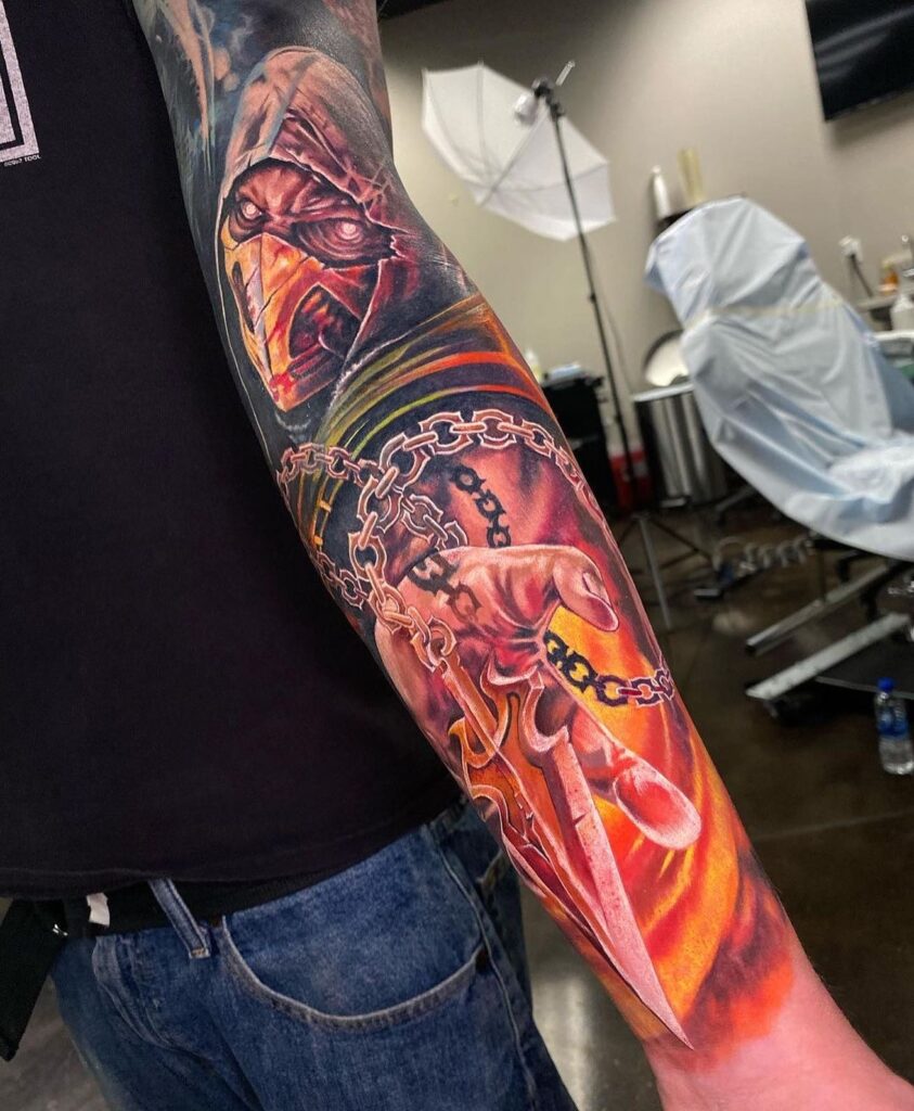 big and colorful mortal kombat tattoo 
