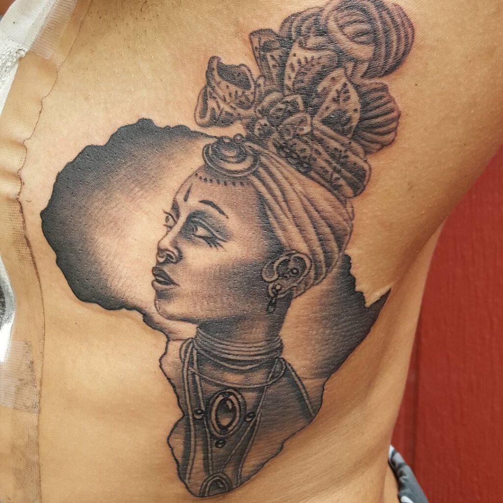 African Queen Tattoo on Rib