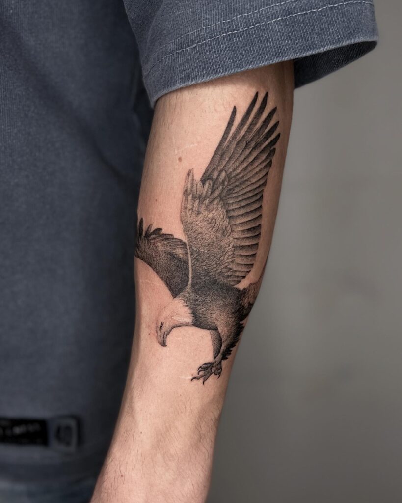 Black Inked Eagle Tattoo