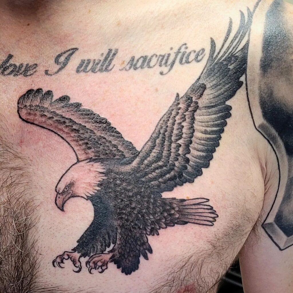 Black Inked Eagle Tattoo Design