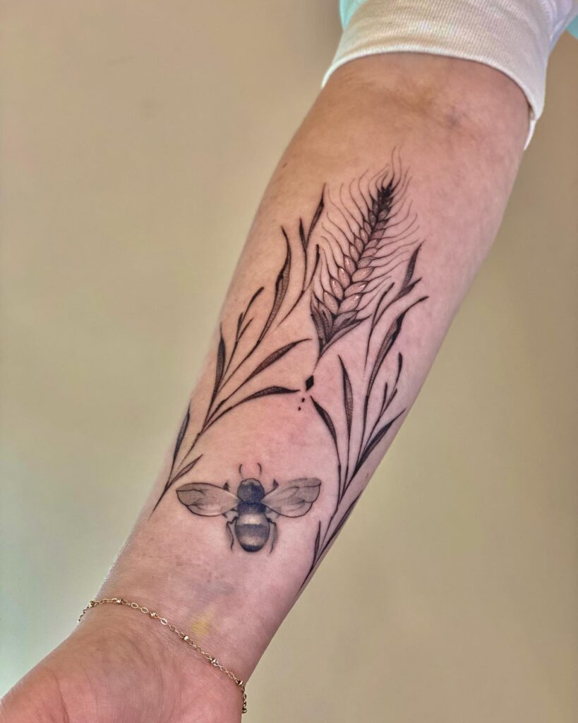 Black and Unique Wheat Tattoo Design