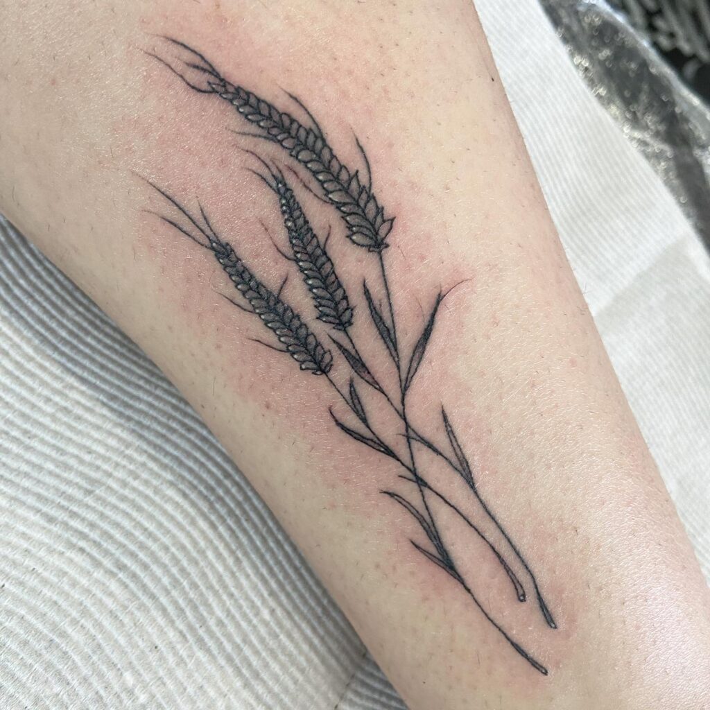 Black and White Inked Wheat Tattoo