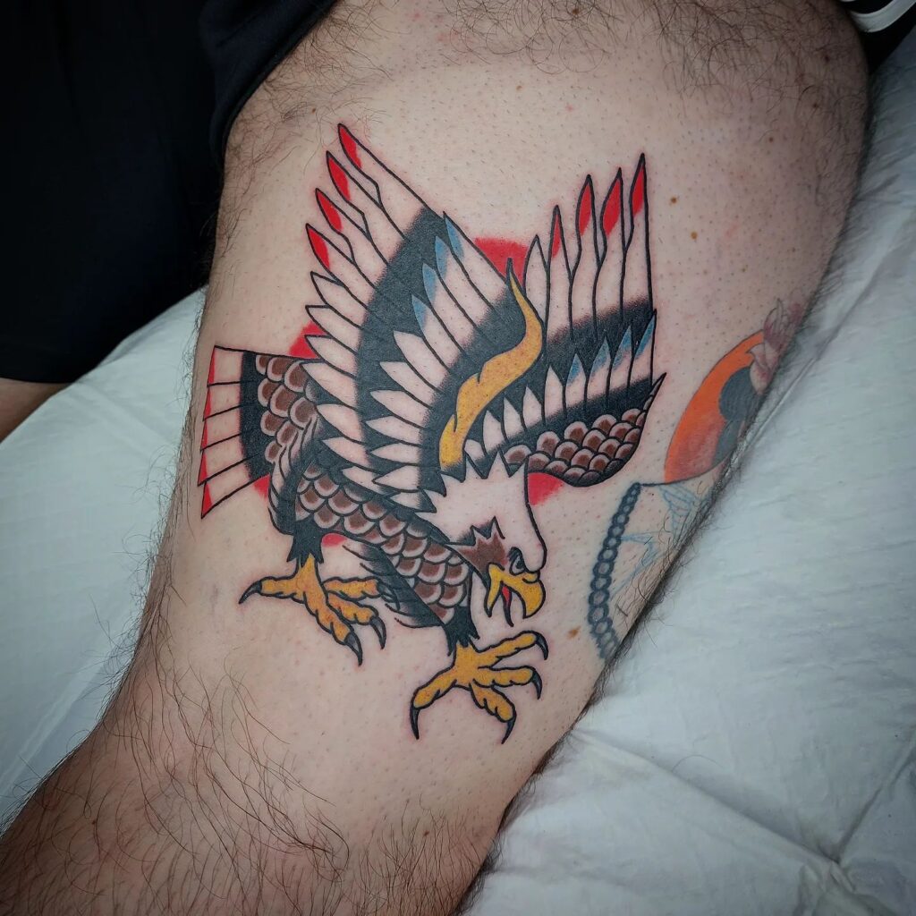 Blue and Red Eagle Tattoo