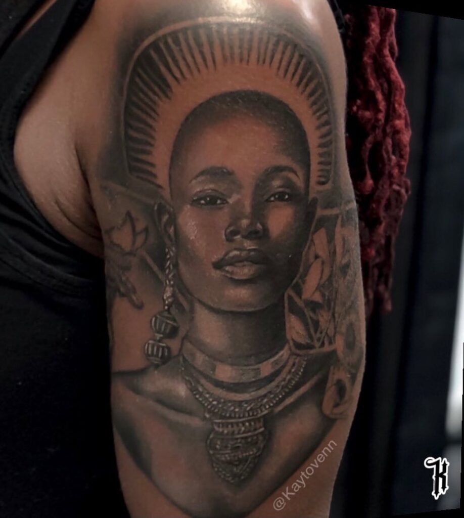 Bold African Queen Tattoo Model