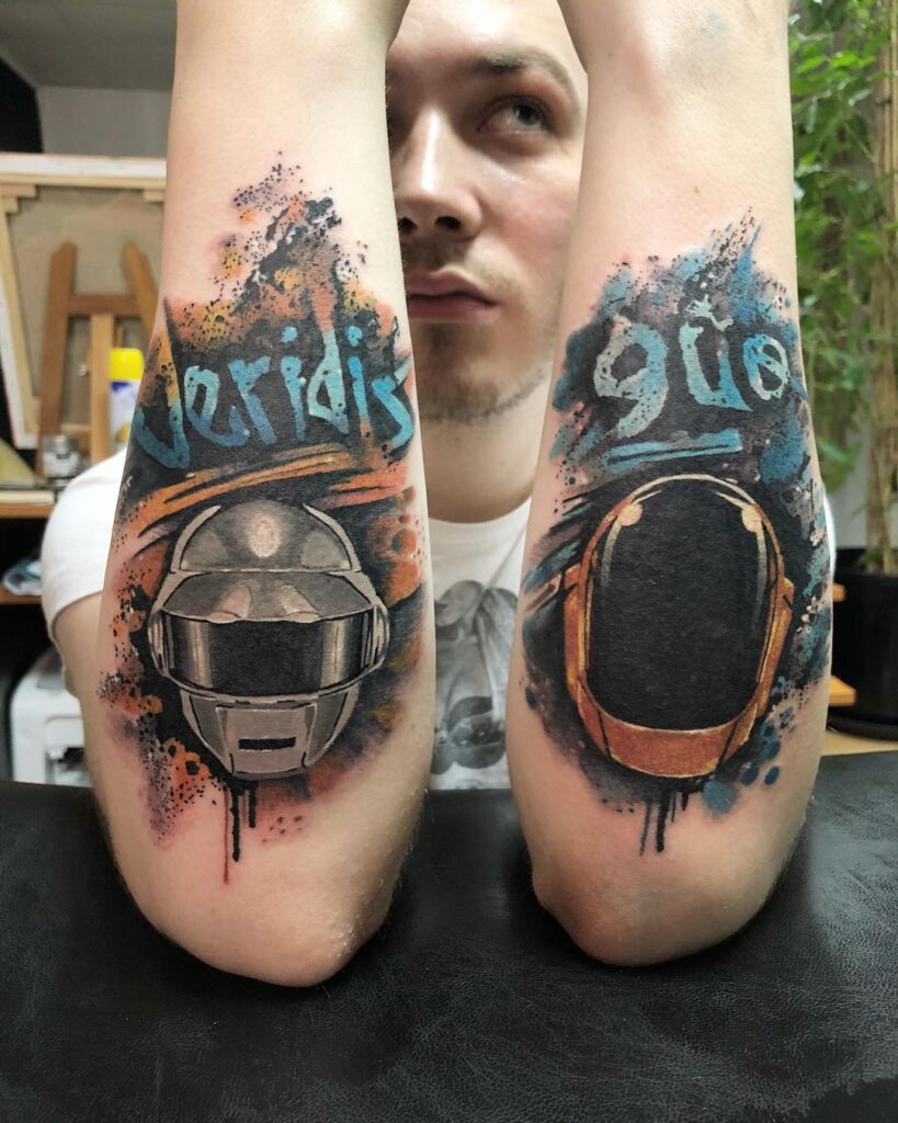 Daft Punk Tattoo on Both Arms