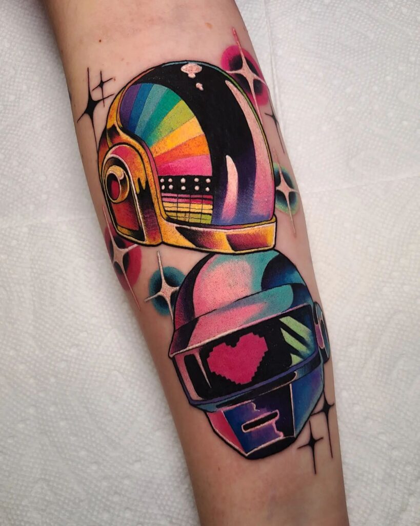 Elegant Daft Punk Tattoo with Colors