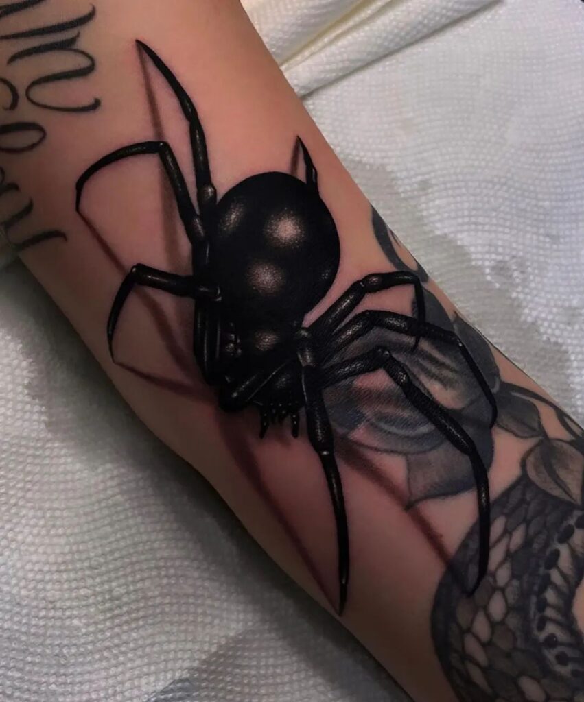 Fully Black Spider Tattoo