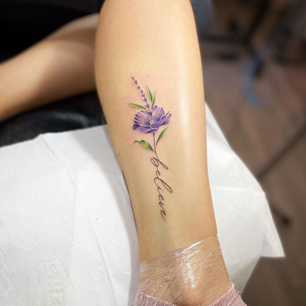 Green and Purple Lavender Tattoo