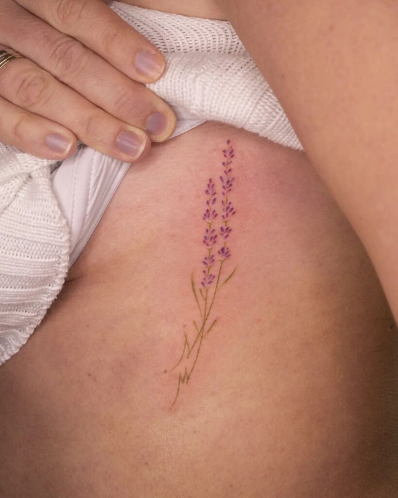 Lavender Tattoo with Thin Lines