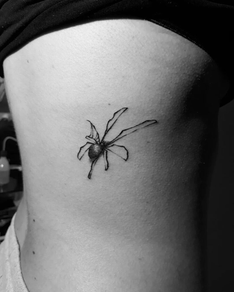 Minimal Spider Tattoo on Rib