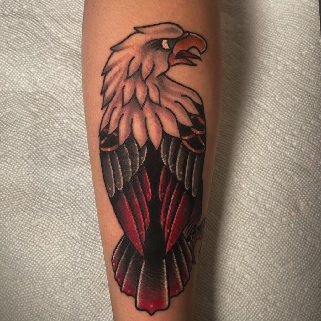 Red and Orange Eagle Tattoo