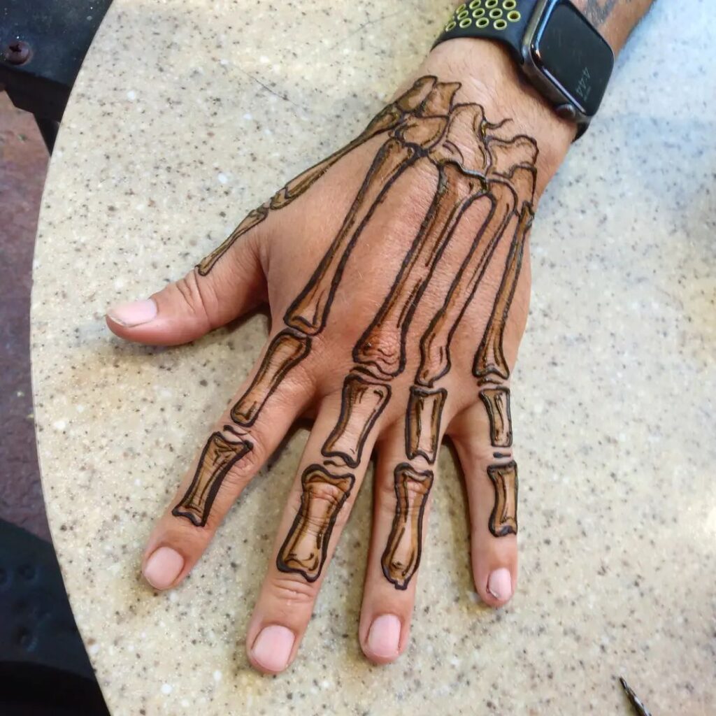 Skeleton Hand Tattoo with Thin Lines