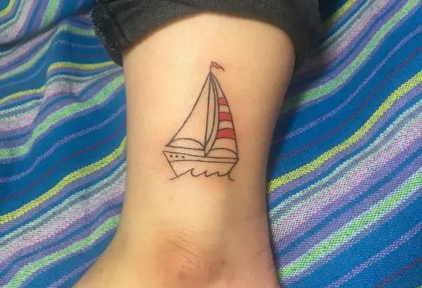 minimalistic ship tattoo