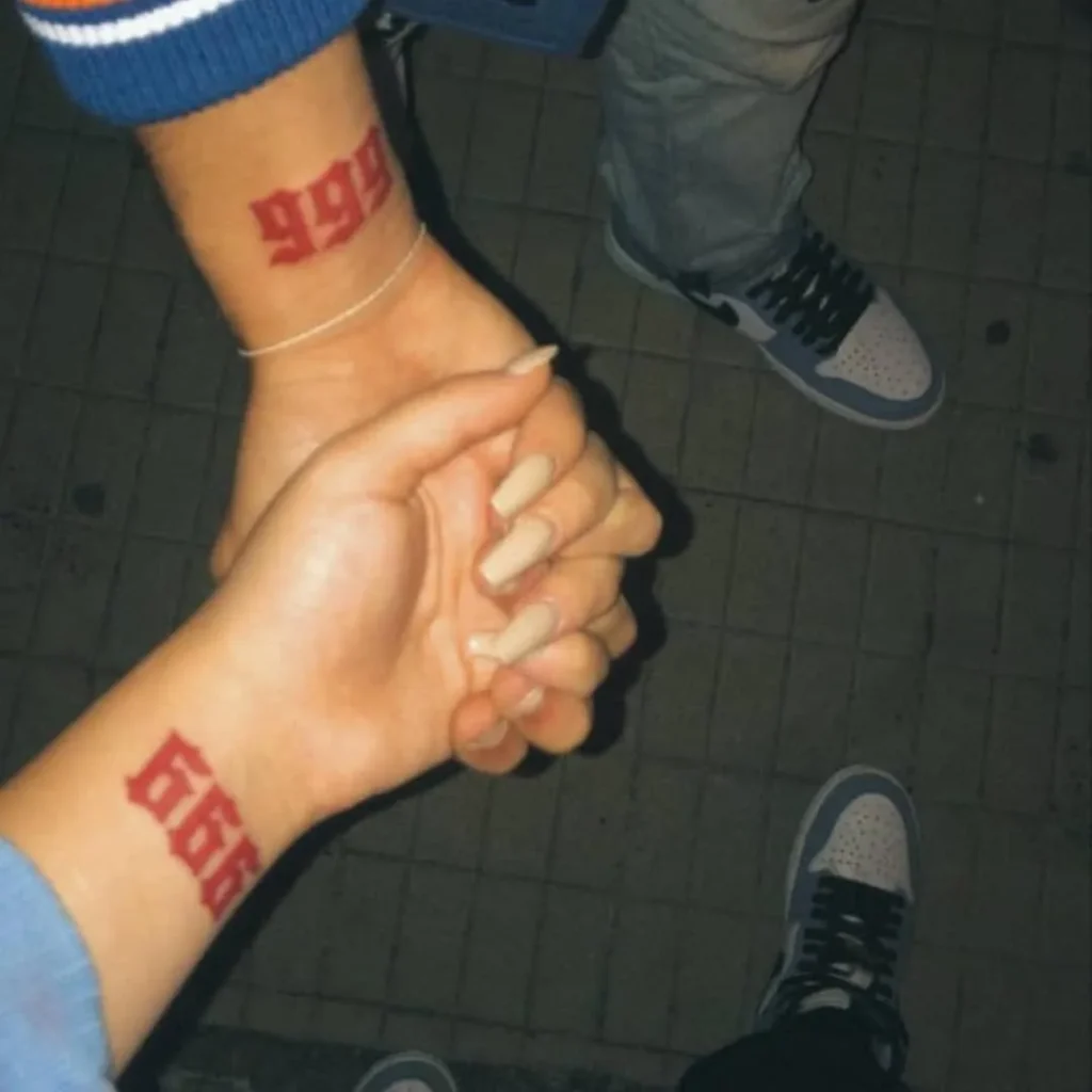 999 tattoo for couple
