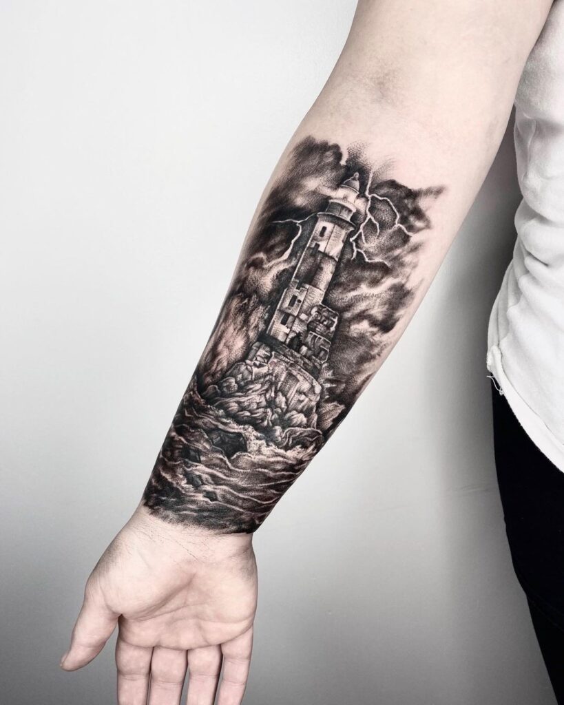 underarm hurricane tattoo