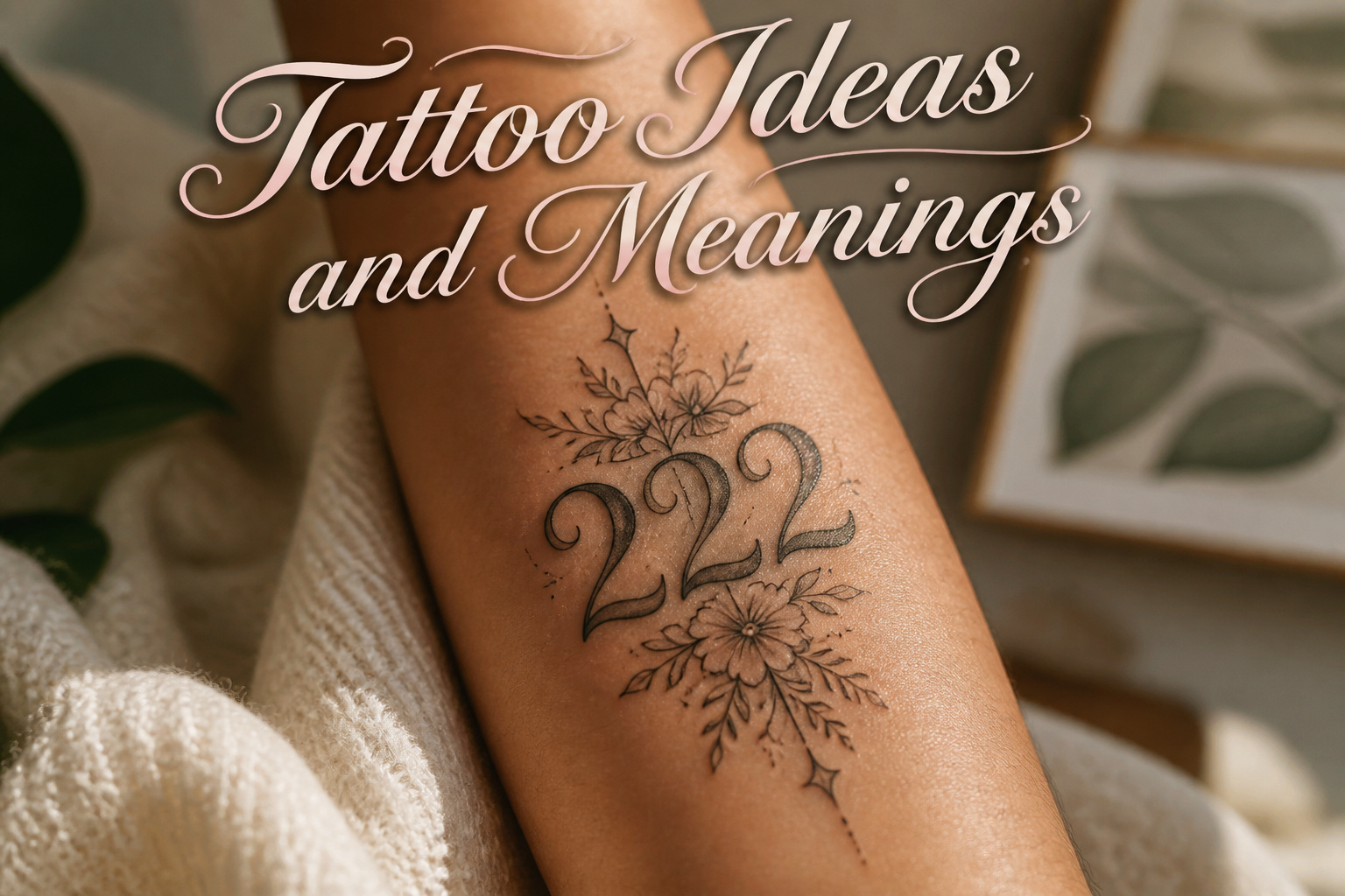 Various 222 tattoo designs representing different styles and placements.