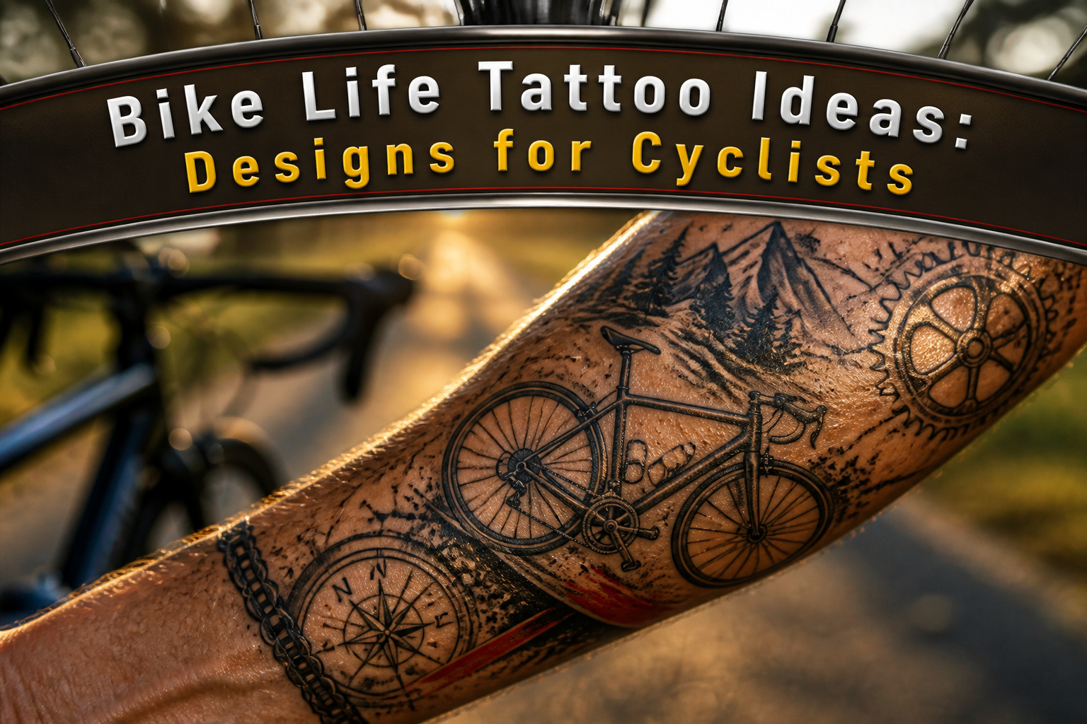 Various bike life tattoo designs displayed together.
