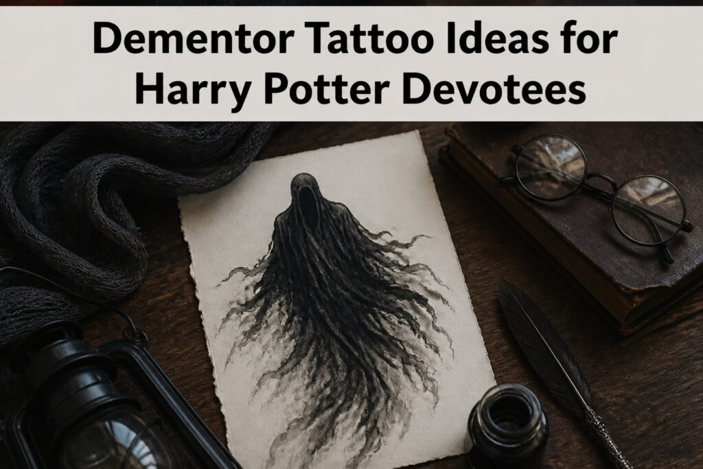 Various Dementor tattoo designs displayed in a collage.