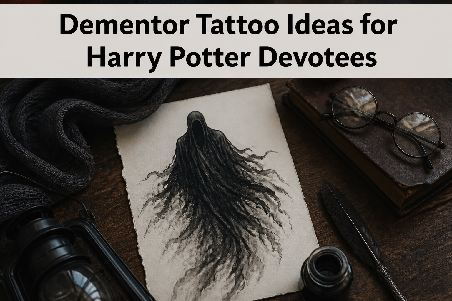 Various Dementor tattoo designs displayed in a collage.