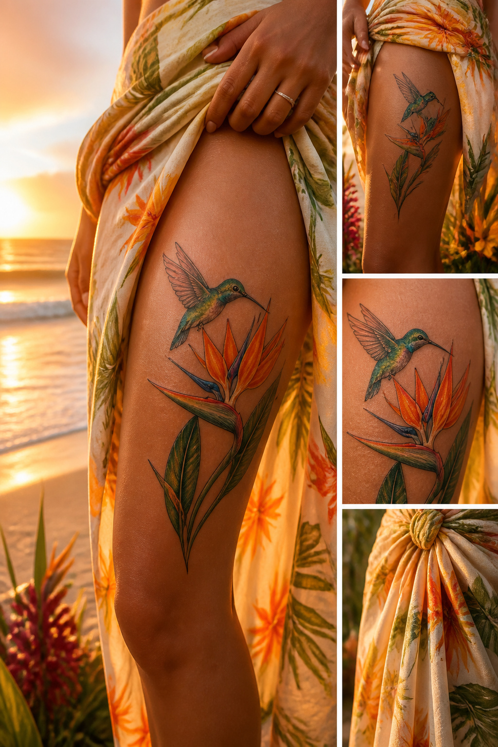Bird of Paradise Tattoo: Meaning, Styles and Placement 12 Tattoo featuring a bird of paradise and a hummingbird together.
