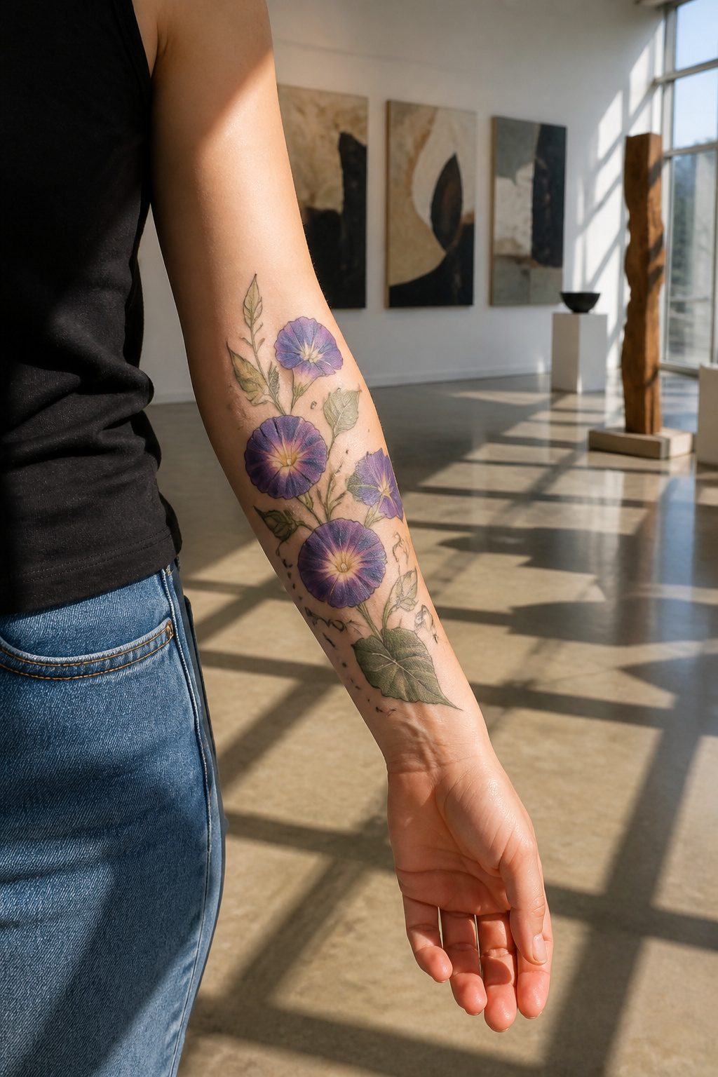 25 Morning Glory Tattoo Ideas for 2026 12 Tattoo of blooming morning glory on forearm.
