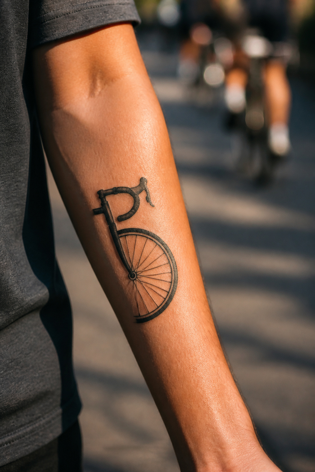Bike Life Tattoo Ideas: 37 Designs for Cyclists in 2026 13 Negative space tattoo of handlebars and a wheel.