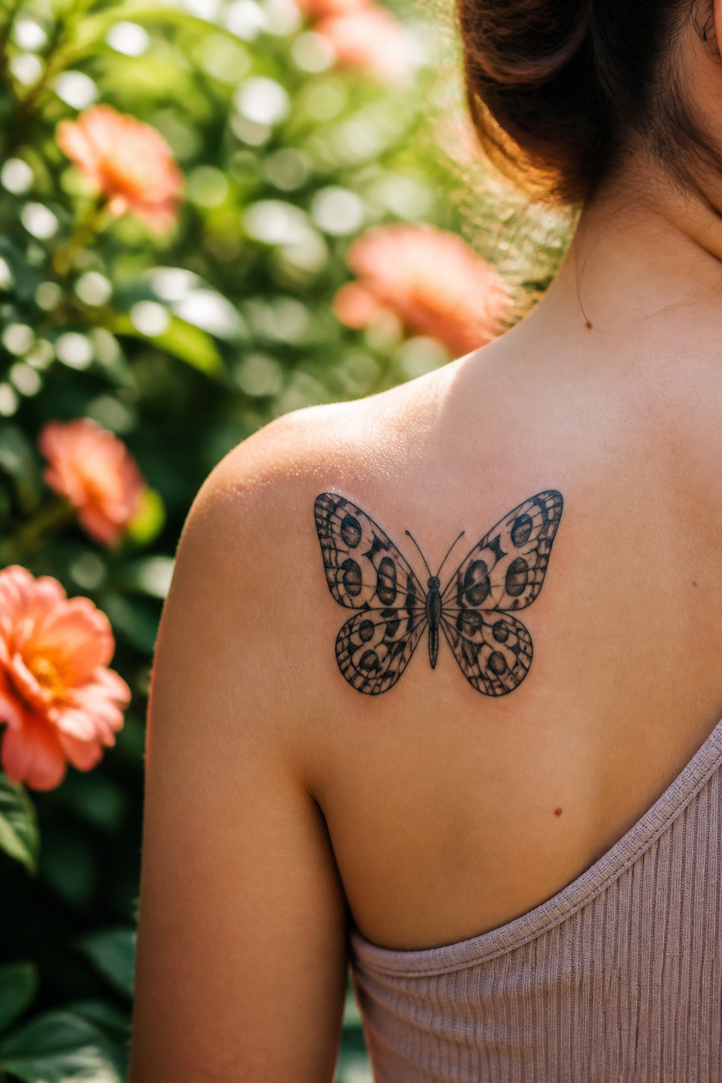 A 999 tattoo combined with a butterfly design.
