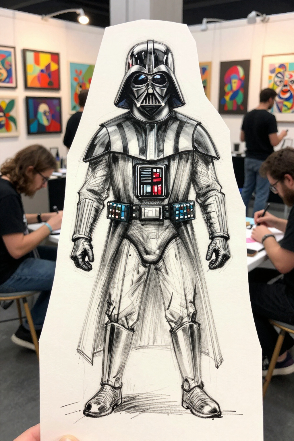 Tattoo of a loose sketch of Darth Vader's mask.