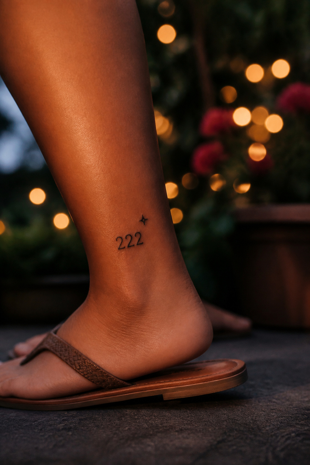 17 222 Tattoo Ideas and Meanings for 2026 16 A tattoo featuring stars alongside the numerals '222'.