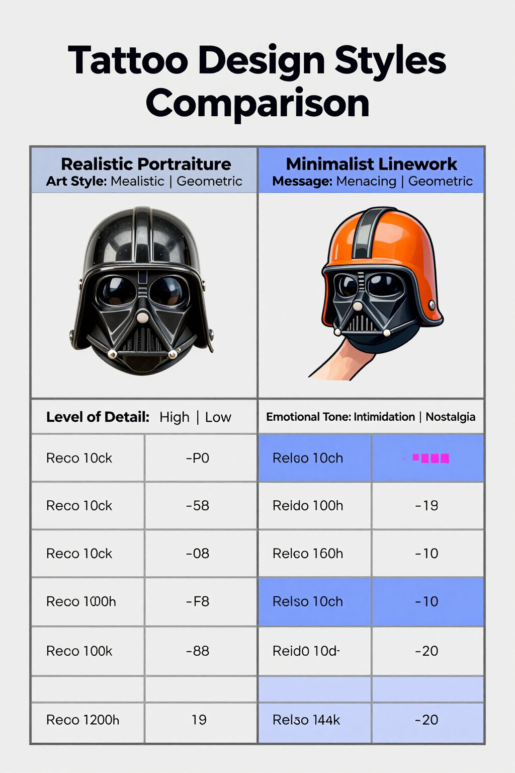 Image comparing different tattoo design styles.