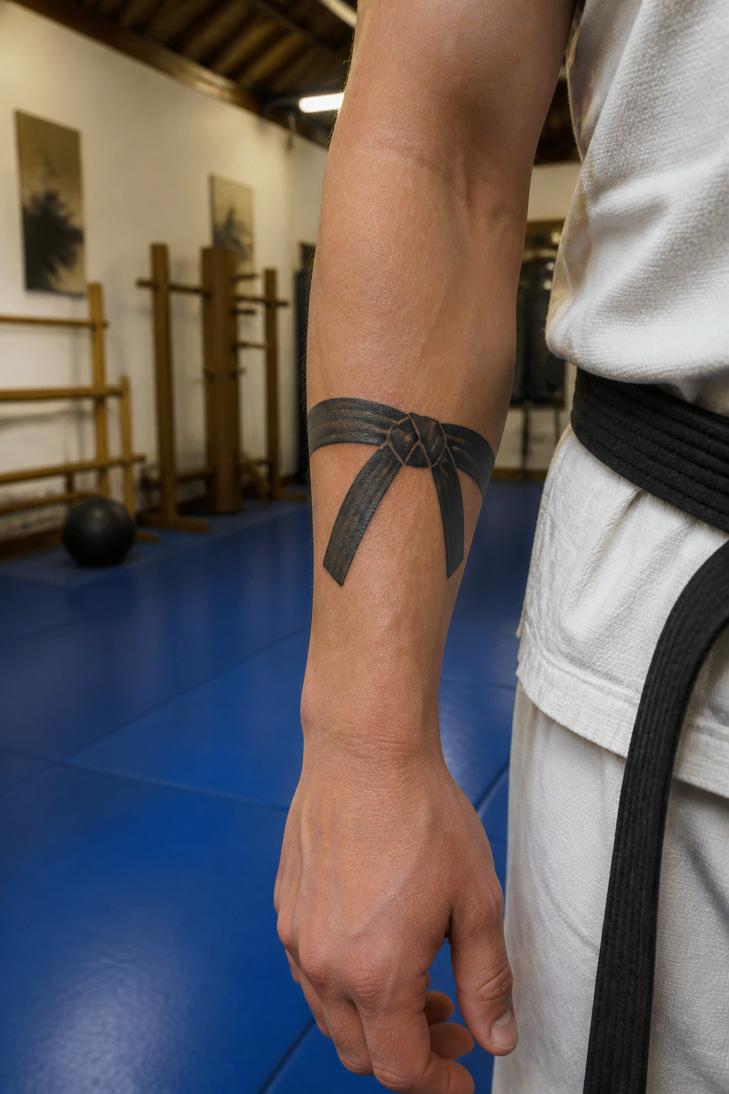Martial Arts Tattoo Ideas: Karate Symbols, Black Belts and Personal Meaning 2 Tattoo of a black belt designed to mimic an actual karate belt.