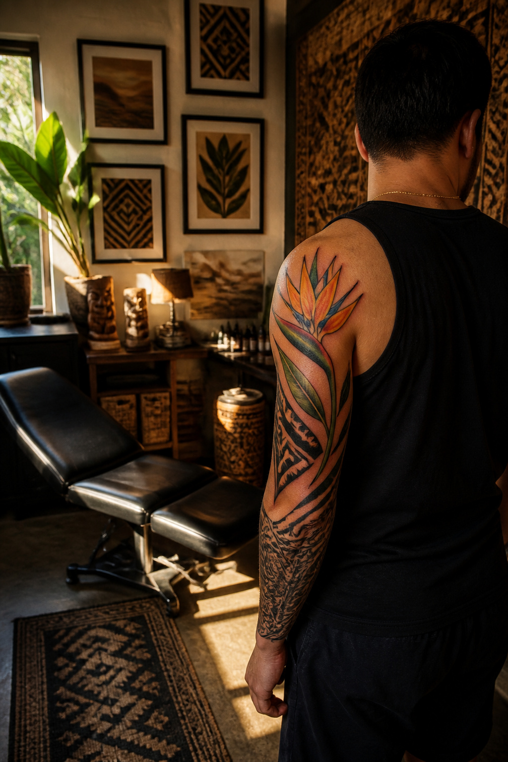 Bird of Paradise Tattoo: Meaning, Styles and Placement 2 Tattoo featuring the bird of paradise flower with cultural patterns.