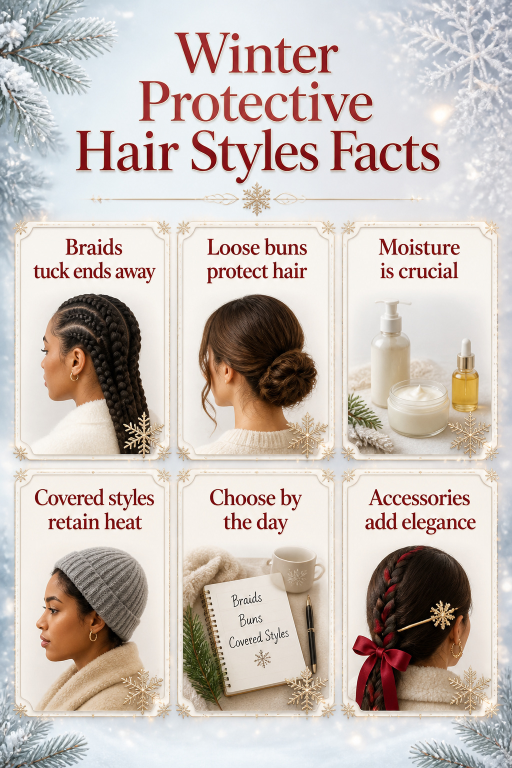 20 Fantastic Winter Hair Designs for 2026 22 Image depicting various protective hairstyles suitable for winter.