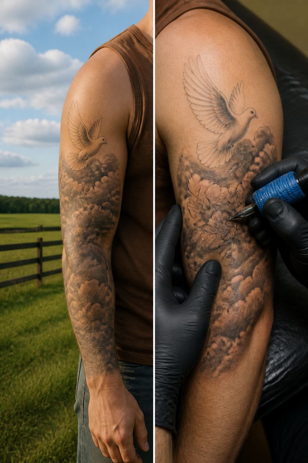 40 Cloud Tattoo Ideas for 2026: Japanese, Storm, Sleeve & More 23 Tattoo of a dove amidst cloud formations.