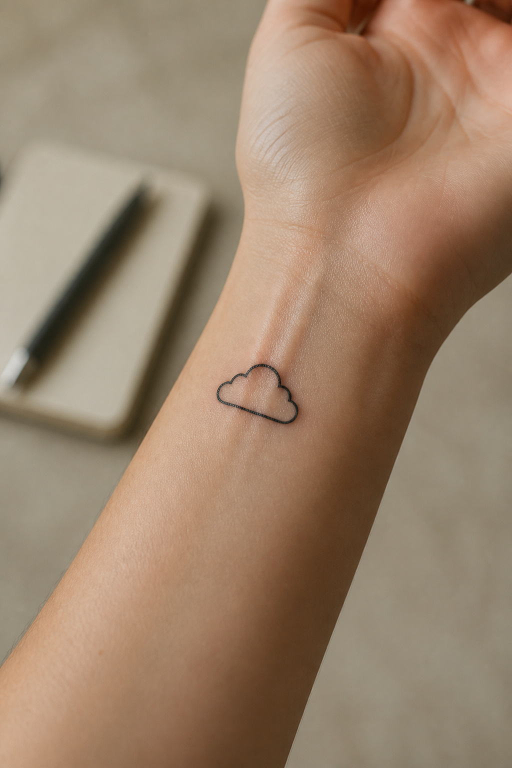 40 Cloud Tattoo Ideas for 2026: Japanese, Storm, Sleeve & More 27 Minimalist tattoo of a cloud outline.