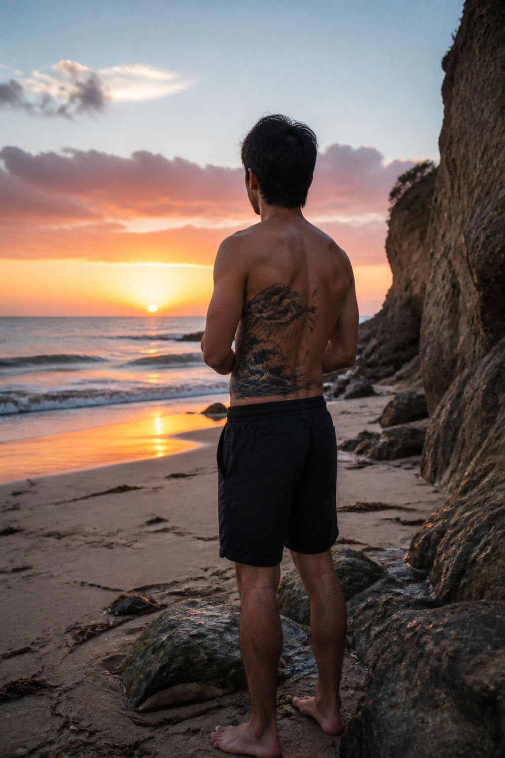 40 Cloud Tattoo Ideas for 2026: Japanese, Storm, Sleeve & More 28 Tattoo showing clouds raining down into the ocean.