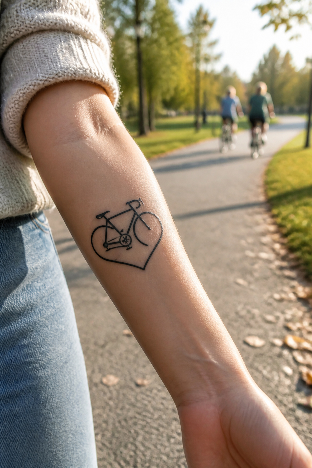 Bike Life Tattoo Ideas: 37 Designs for Cyclists in 2026 28 Heart-shaped bike tattoo on the inner forearm.