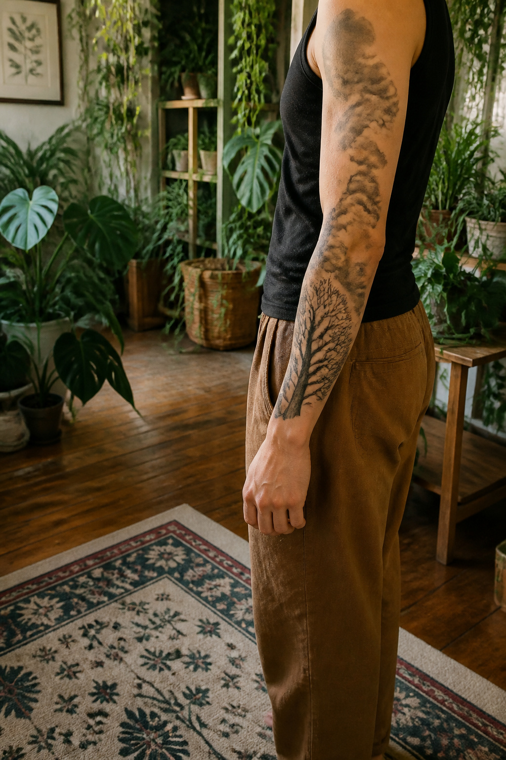 40 Cloud Tattoo Ideas for 2026: Japanese, Storm, Sleeve & More 31 Tattoo of a tree with clouds above it.
