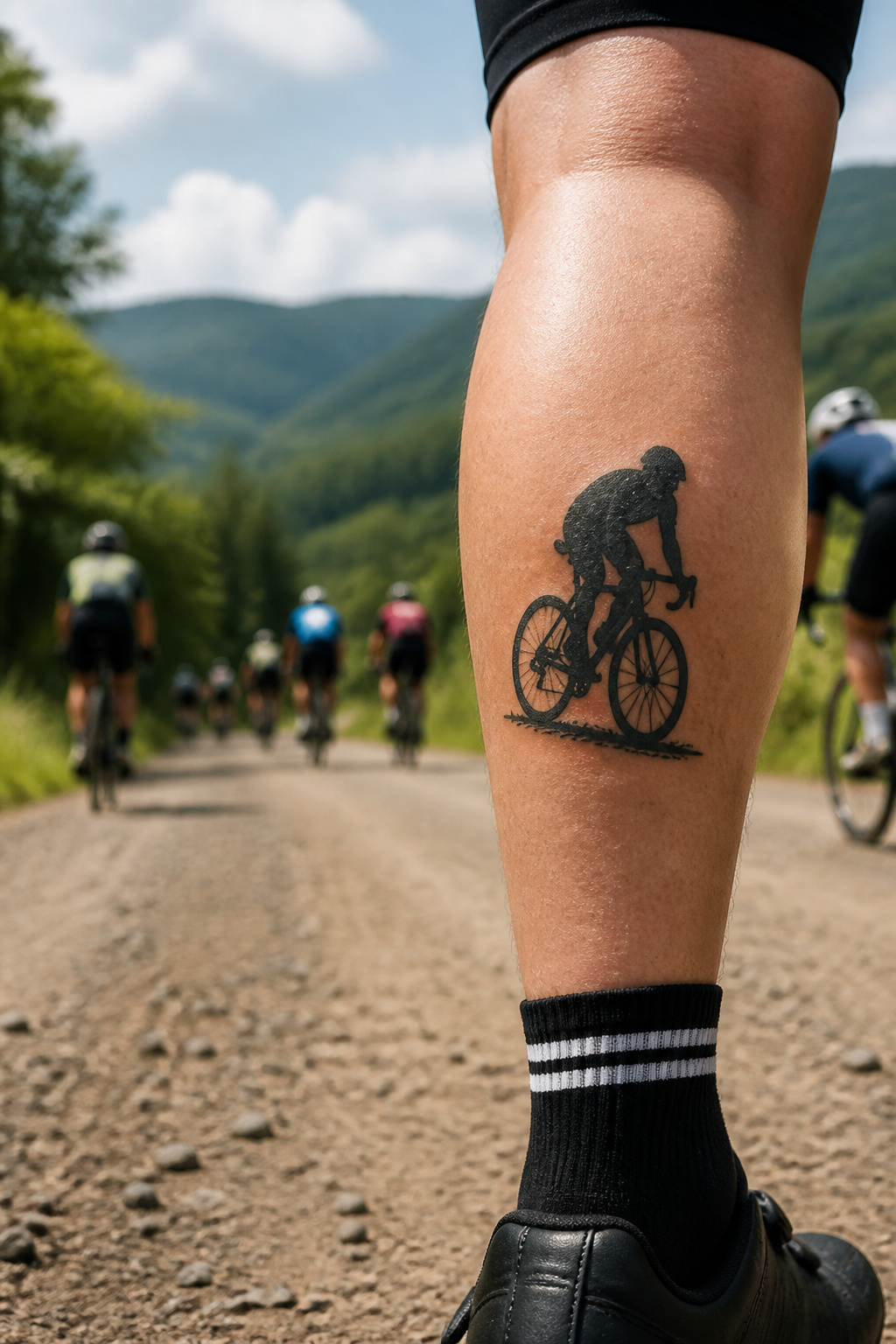 Bike Life Tattoo Ideas: 37 Designs for Cyclists in 2026 35 Silhouette tattoo of a cyclist in motion.
