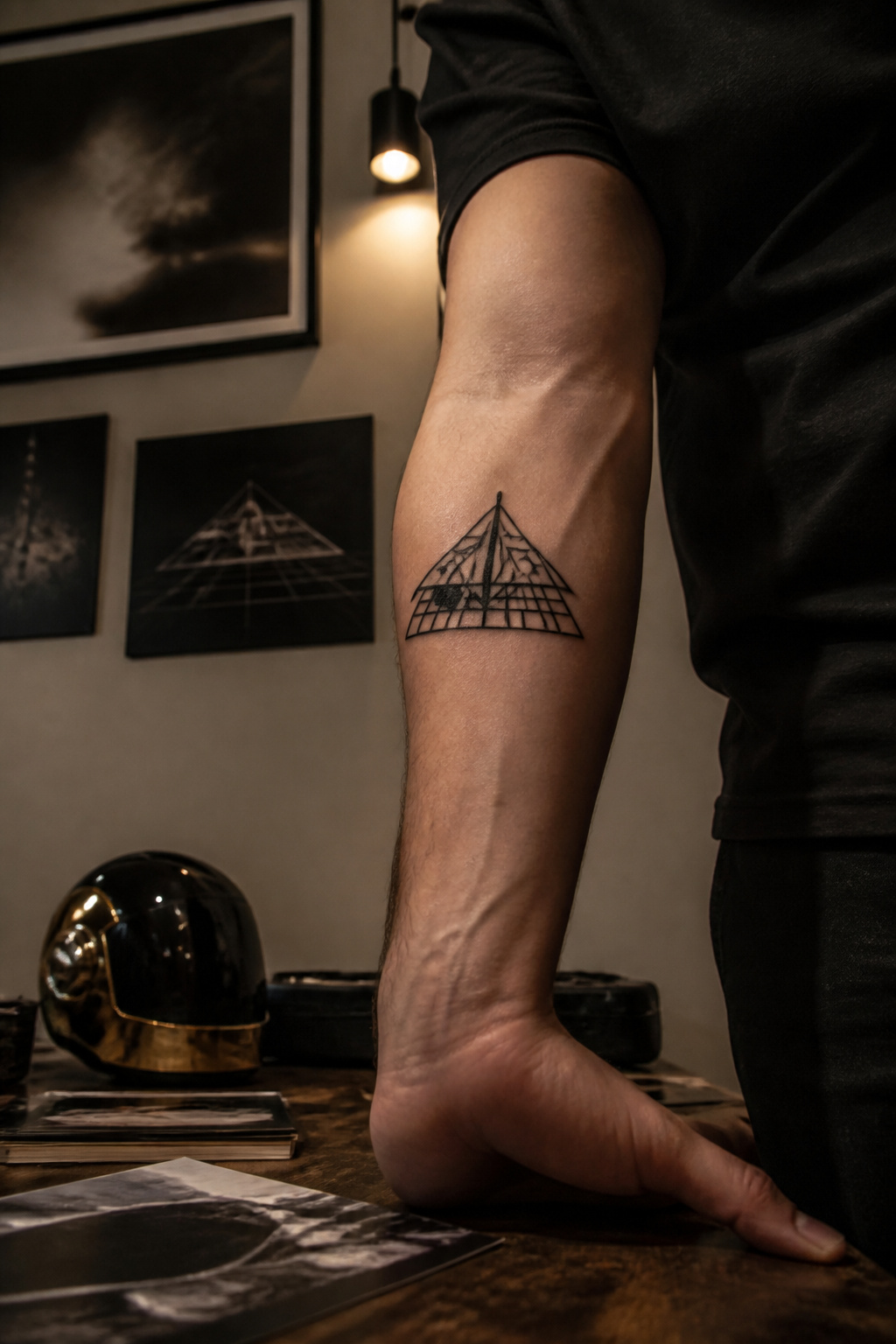 A tattoo of the pyramid from Daft Punk's Alive 2007 performance.