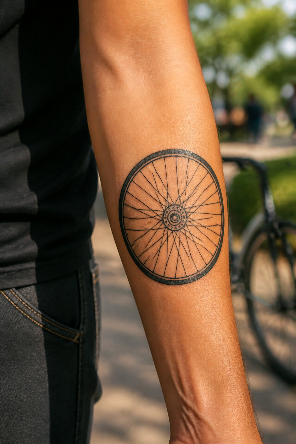 Bike Life Tattoo Ideas: 37 Designs for Cyclists in 2026 4 Simple spoked wheel tattoo design.