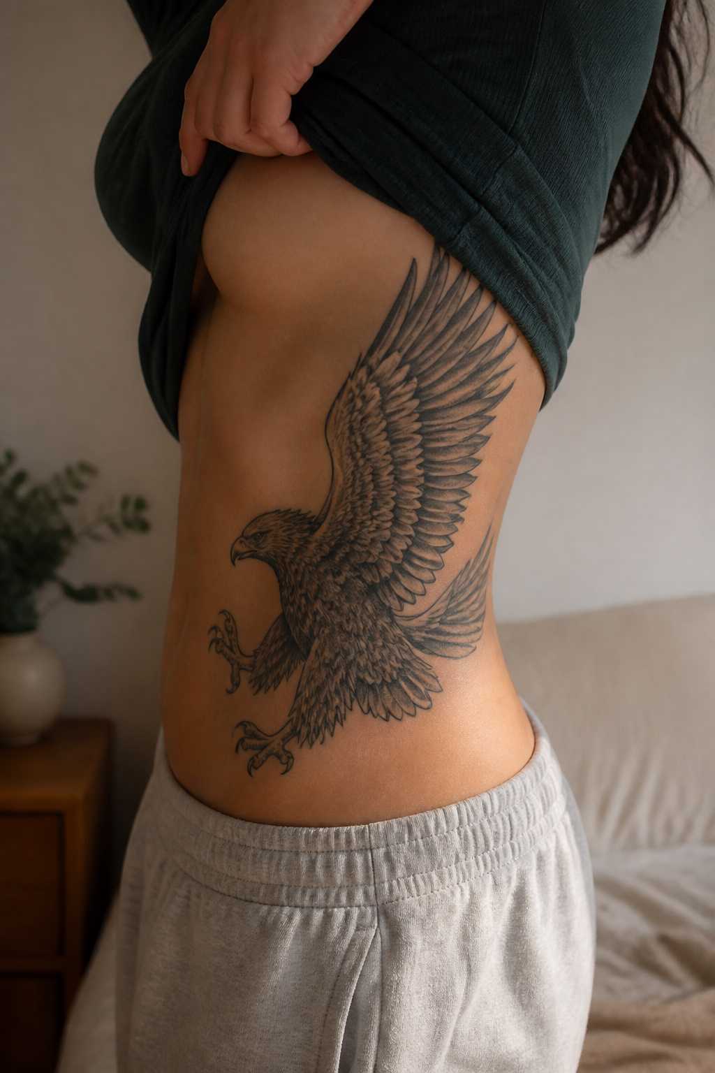 Eagle Tattoo Ideas for Men and Women: Designs and Styles 40 Eagle tattoo sprawling across the ribcage.