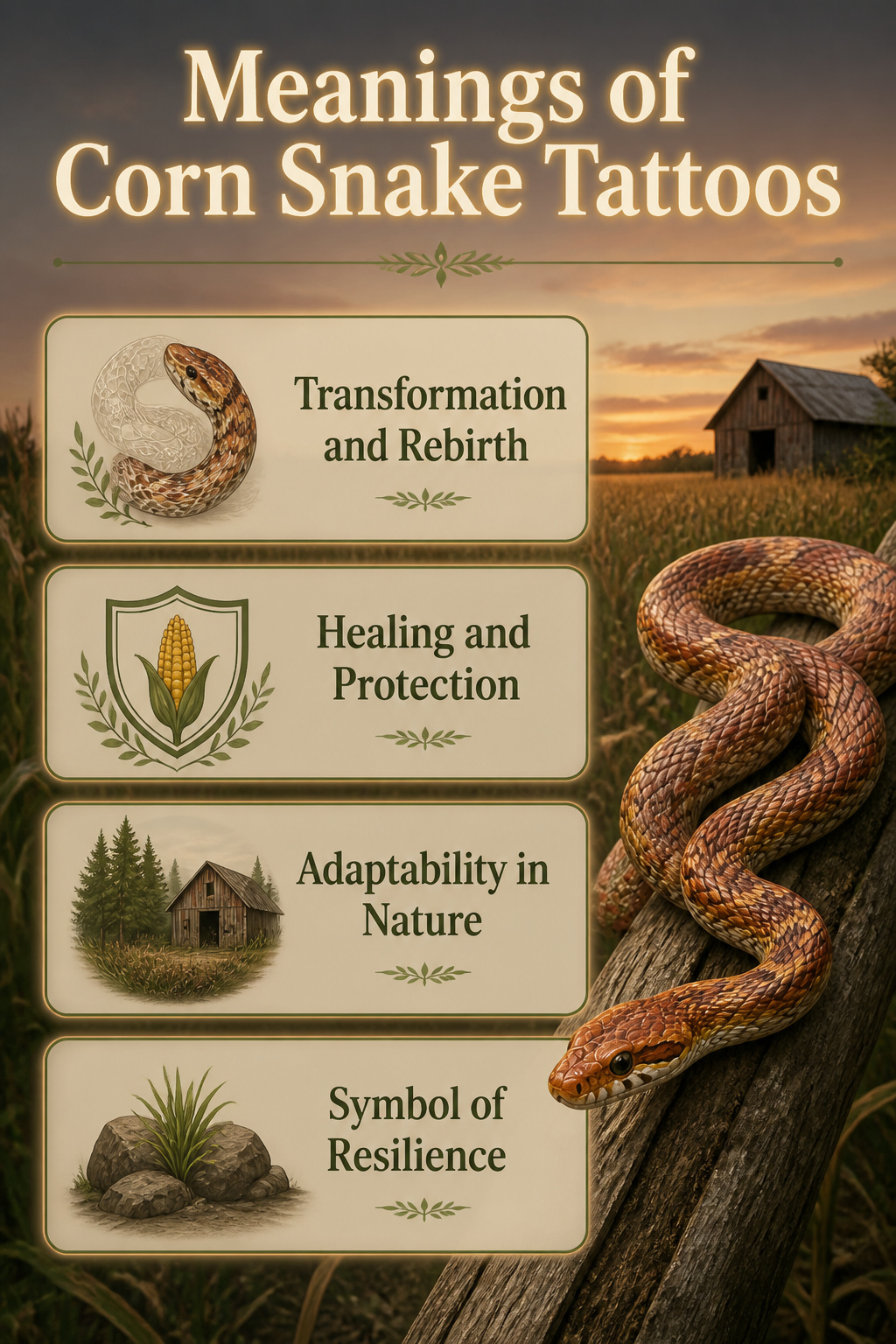 Meanings of corn snake tattoos.