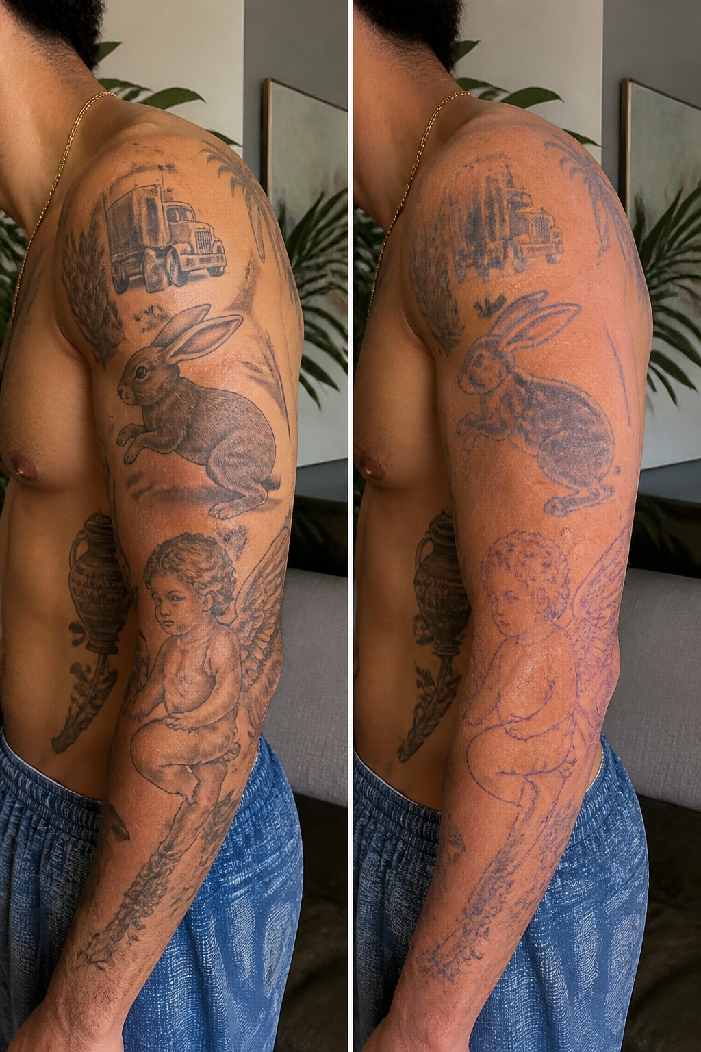 5 Bad Bunny Tattoo Placements on His Body (2026) 6 A collection of different tattoo styles on Bad Bunny's arms.